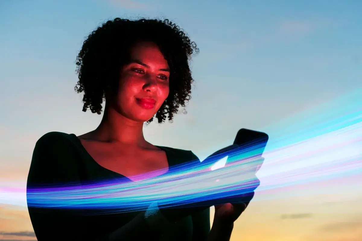 Woman staring at phone