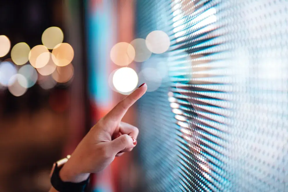 Finger touching LED display