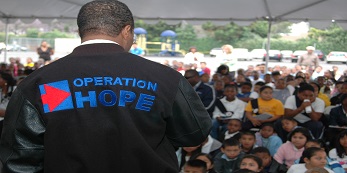 A crowd of people with the Operation Hope CEO