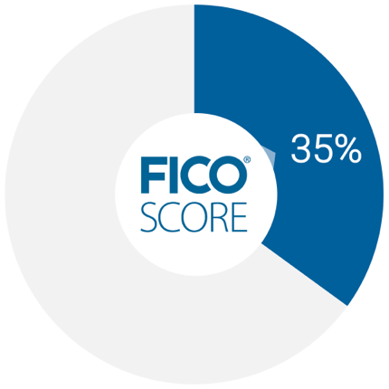 FICO<sup aria-hidden='true'>®</sup> Score donut with 35% of the donut highlighted