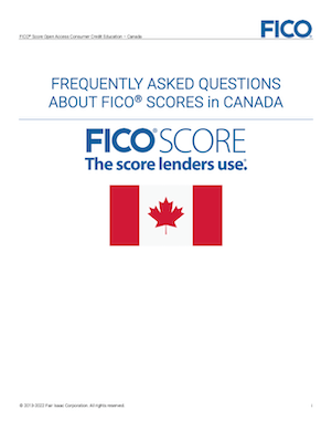 Cover page of FAQs about FICO Scores for Canada English Version PDF