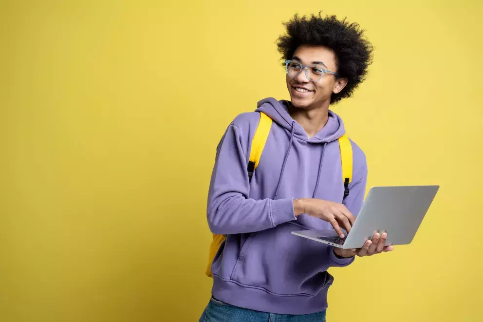 High school student with laptop High school student with laptop